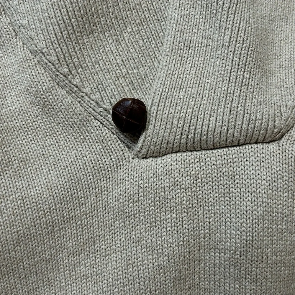 Jos. A. Bank Executive Collection Mens Beige Cotton Shawl Collar Sweater L‎ F15
